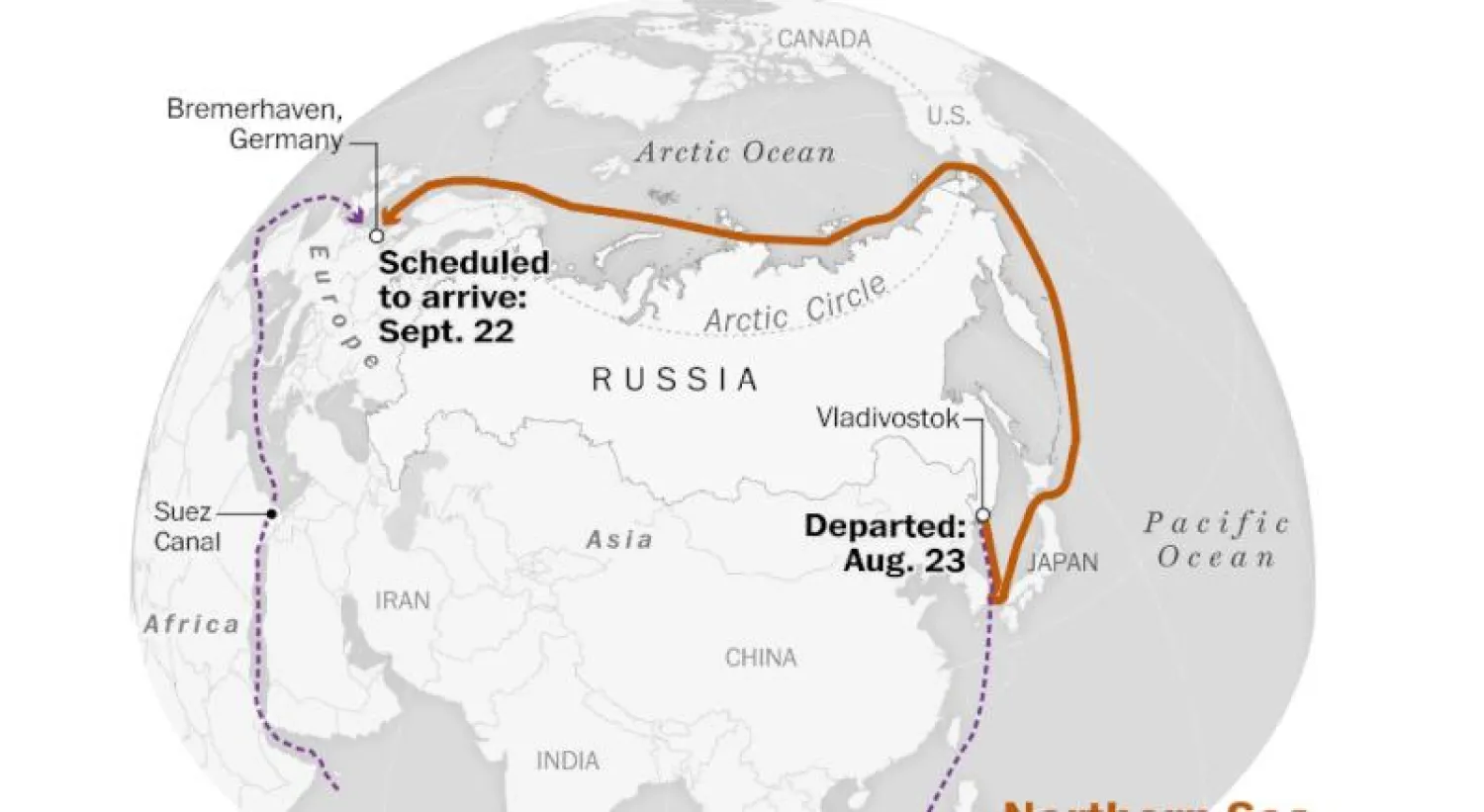 رحلة «فانتا ميرسك» عبر المحيط المتجمد الشمالي (واشنطن بوست)