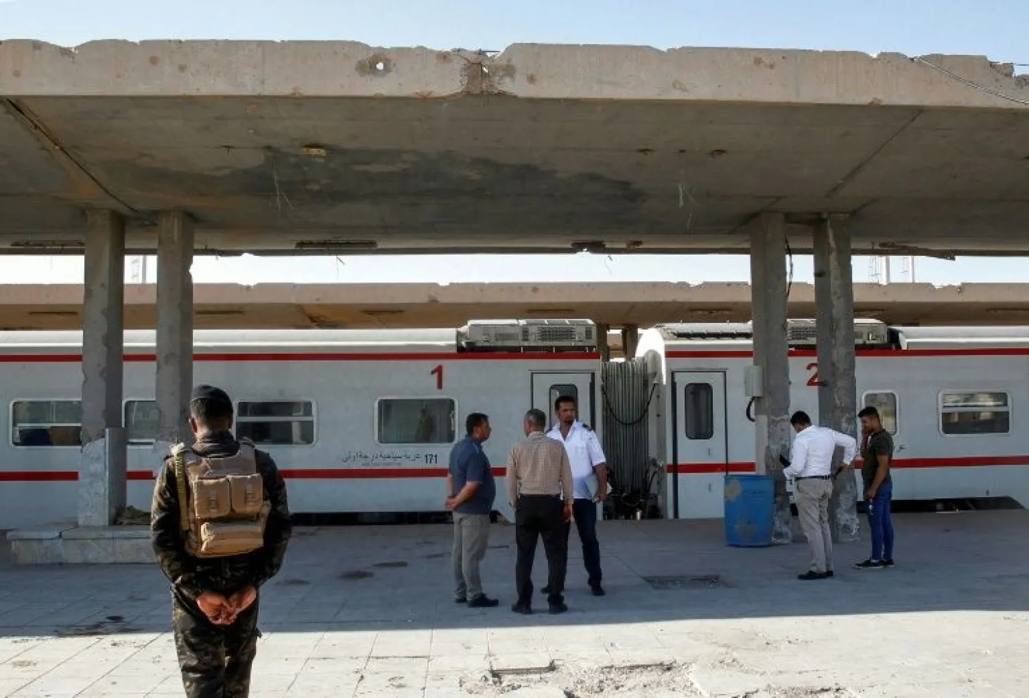 A train along the platform in Fallujah in Anbar province, part of the newly revived railway between the city and the capital Baghdad about 70 kilometers away. (AFP)
