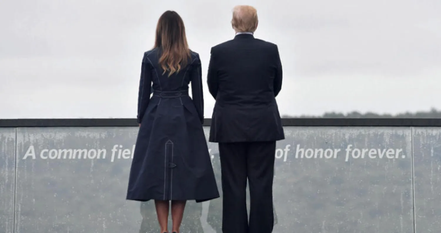 ترمب وميلانيا في بنسلفانيا أمس (أ.ف.ب)