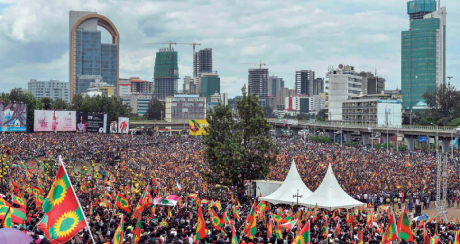 جانب من الاحتفالات التي شهدتها أديس أبابا أمس (أ.ف.ب)