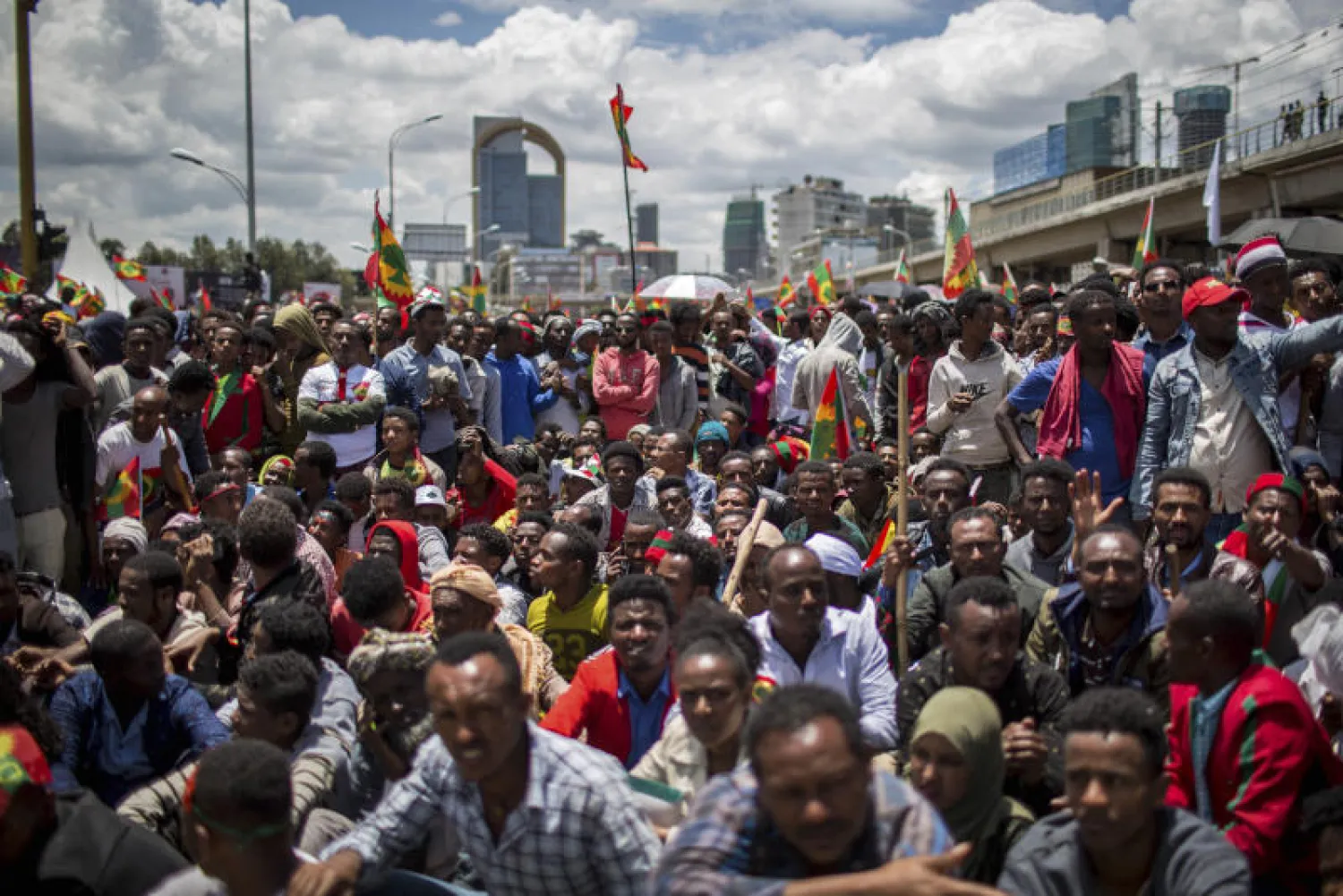 من الاحتفال الشعبي في أديس ابابا اليوم السبت (أ. ب)