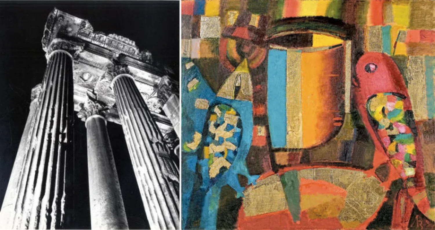 لوحة فنية للروسية زوي ليتفينوفا تشارك في معرض «بيروت آرت فير»  -  معبد باخوس في بعلبك بعين المصور مانوك اليميان في «أسبوع بيروت الفني»