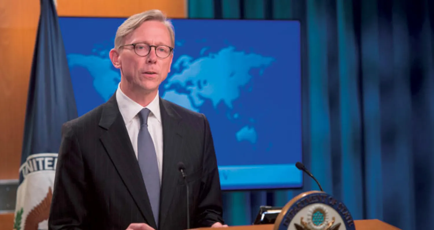 الدبلوماسي الأميركي برايان هوك في أول ظهور له بعد تسلمه منصب المبعوث الأميركي الخاص بشأن إيران منتصف أغسطس الماضي (أ.ف.ب)