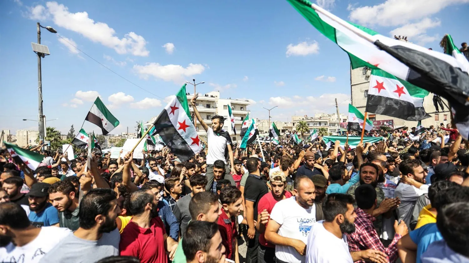 Anti-regime demonstrations in Idlib's Syria. (AFP)