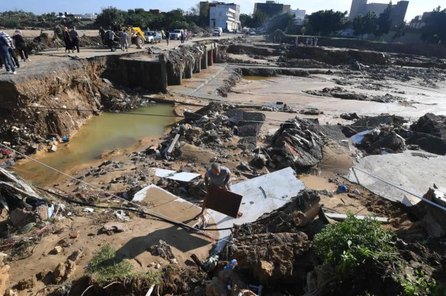 The aftermath of deadly flash floods in Tunisia's coastal town of Nabeul is seen on September 23, 2018 | AFP