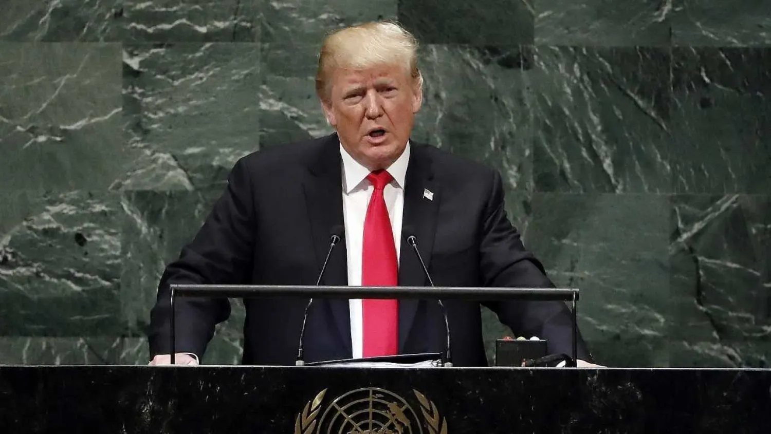 President Donald Trump addresses the 73rd session of the United Nations General Assembly, at UN headquarters, Tuesday, Sept. 25, 2018. (AP Photo/Richard Drew)