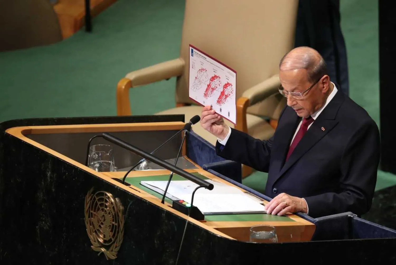 Aoun speaks at UN General Assembly meeting in New York on Wednesday/NNA