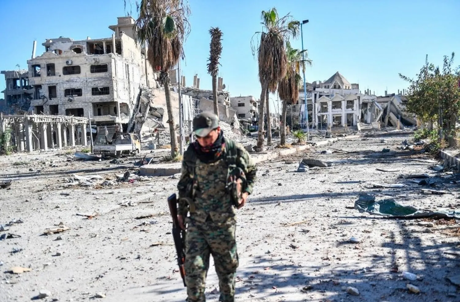 An SDF fighter in Syria's Raqqa in October 2017. (AFP)