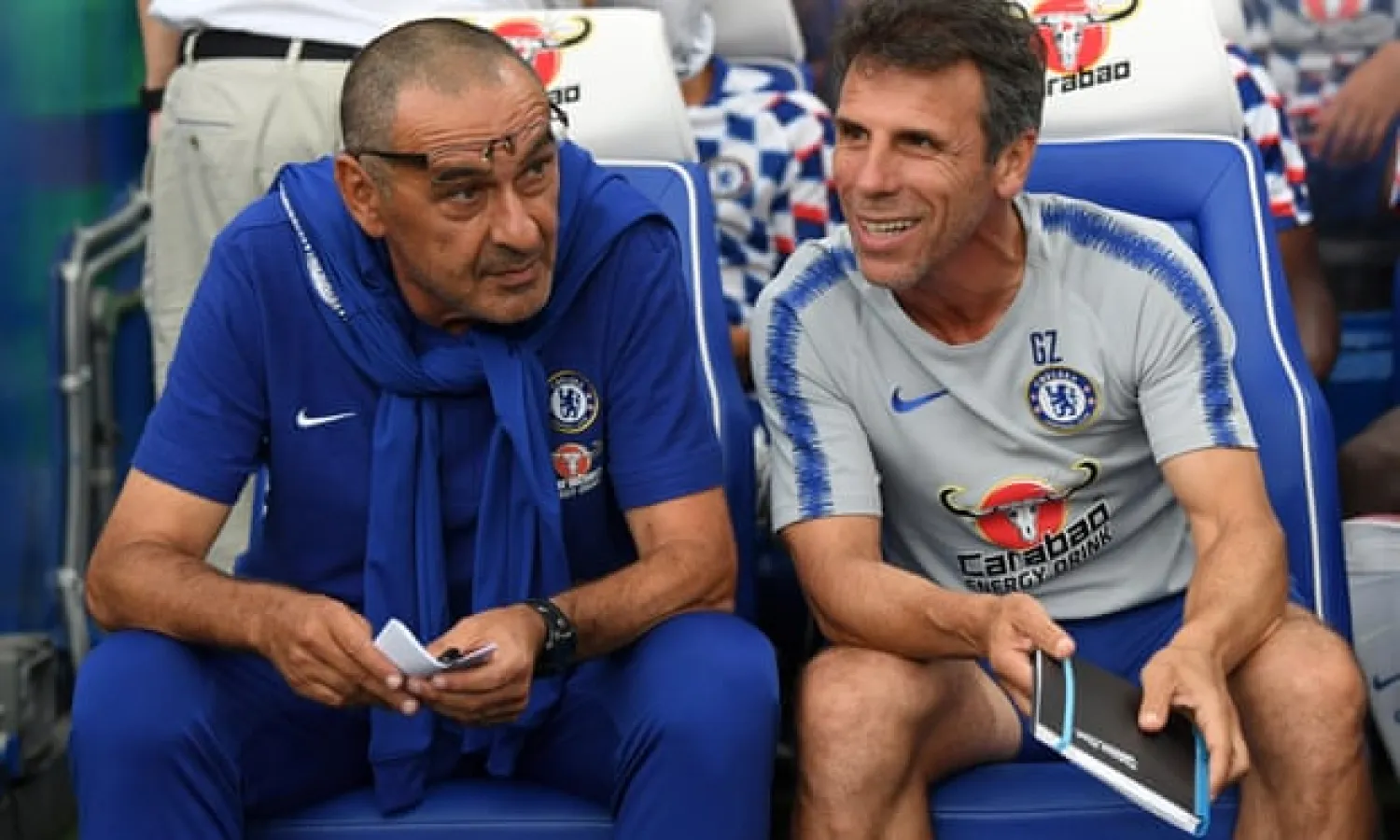  Gianfranco Zola (right) left Chelsea in 2003 after seven seasons at Stamford Bridge. Photograph: Darren Walsh/Chelsea FC via Getty Images

