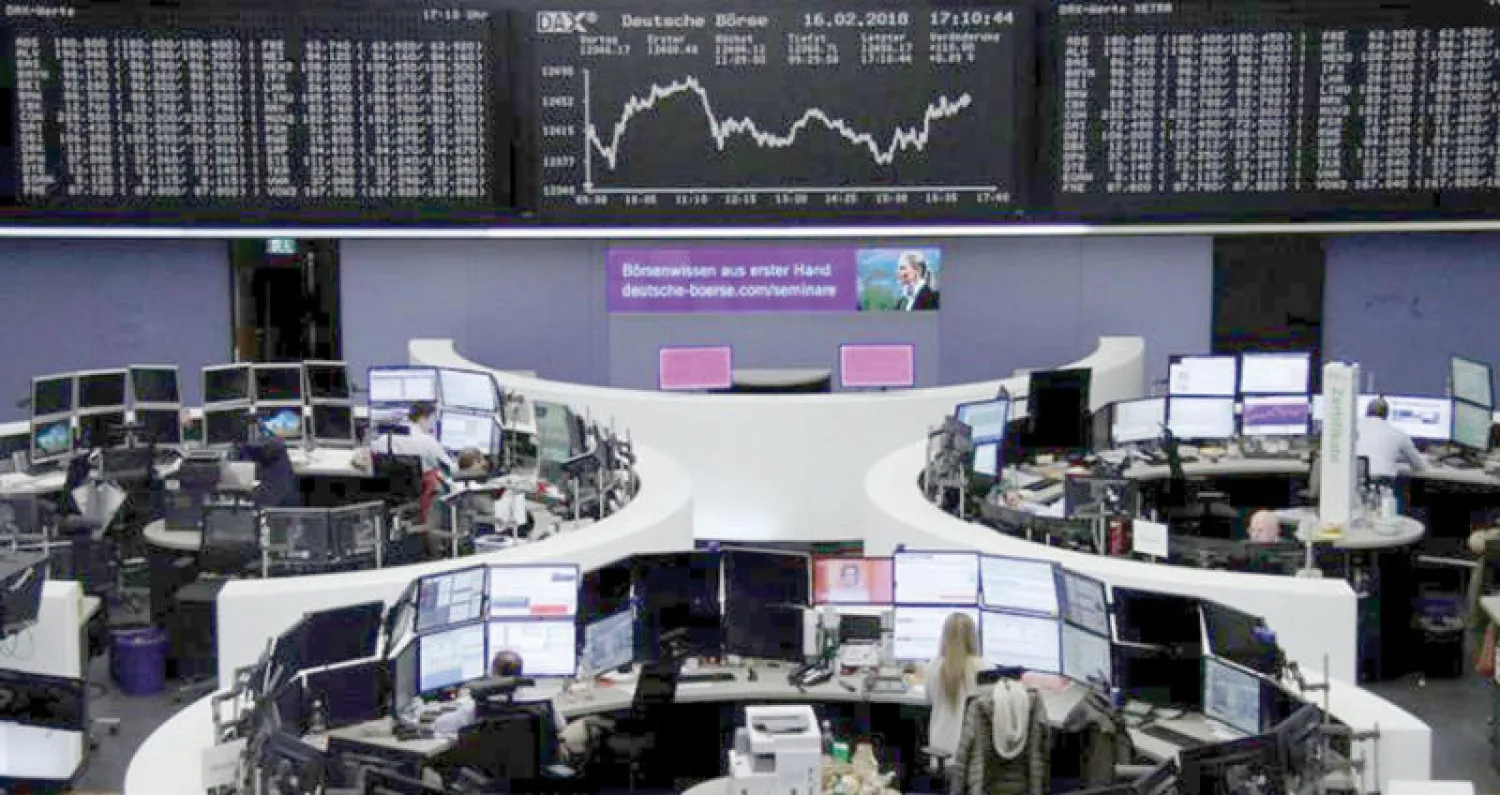 صالة التداول الرئيسية في بورصة فرانكفورت الألمانية (رويترز)