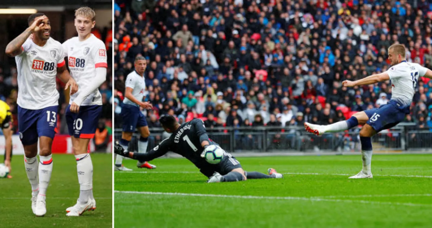 إيريك داير يحسم مواجهة توتنهام أمام كارديف (رويترز)  -  كالم ويلسون  يحتفل باختتام رباعية بورنموث (رويترز)