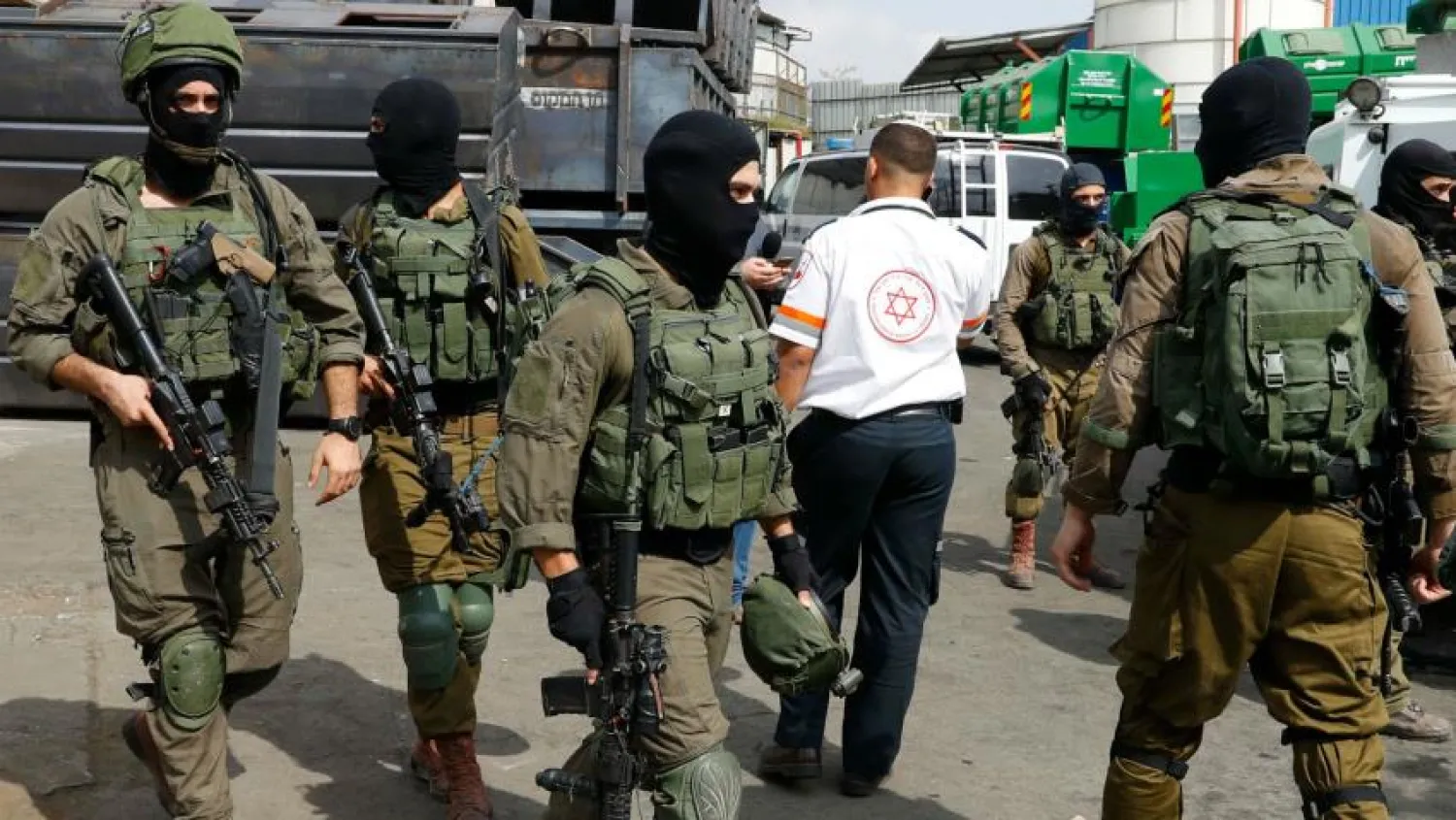 Israeli forces deploy at the site of a shooting attack at an industrial zone for a West Bank settlement on October 7, 2018 | AFP