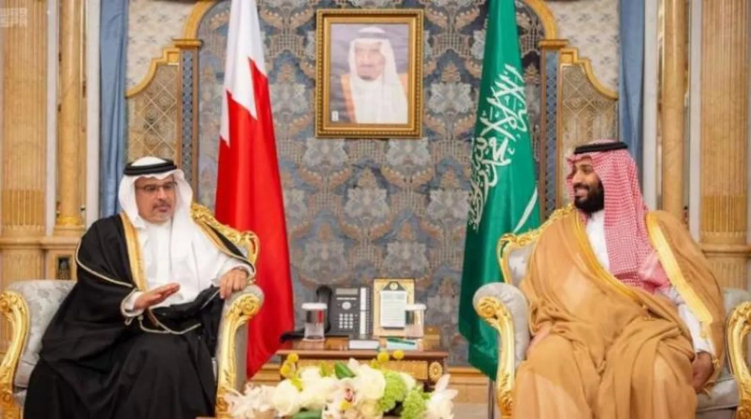 جانب من لقاء ولي العهد السعودي الأمير محمد بن سلمان بن عبد العزيز بولي العهد البحريني الأمير سلمان بن حمد آل خليفة في يونيو الماضي - أرشيف (واس)