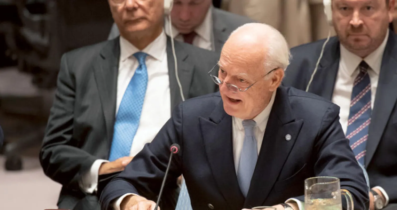 دي ميستورا خلال جلسة مجلس الأمن أمس (أ.ب)