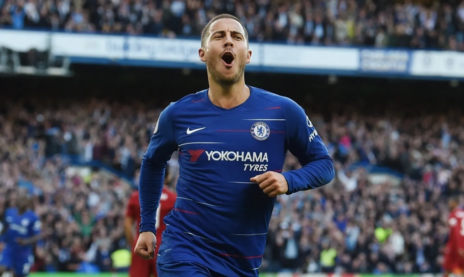 Chelsea's Eden Hazard celebrates after scoring a goal. (Getty Images)