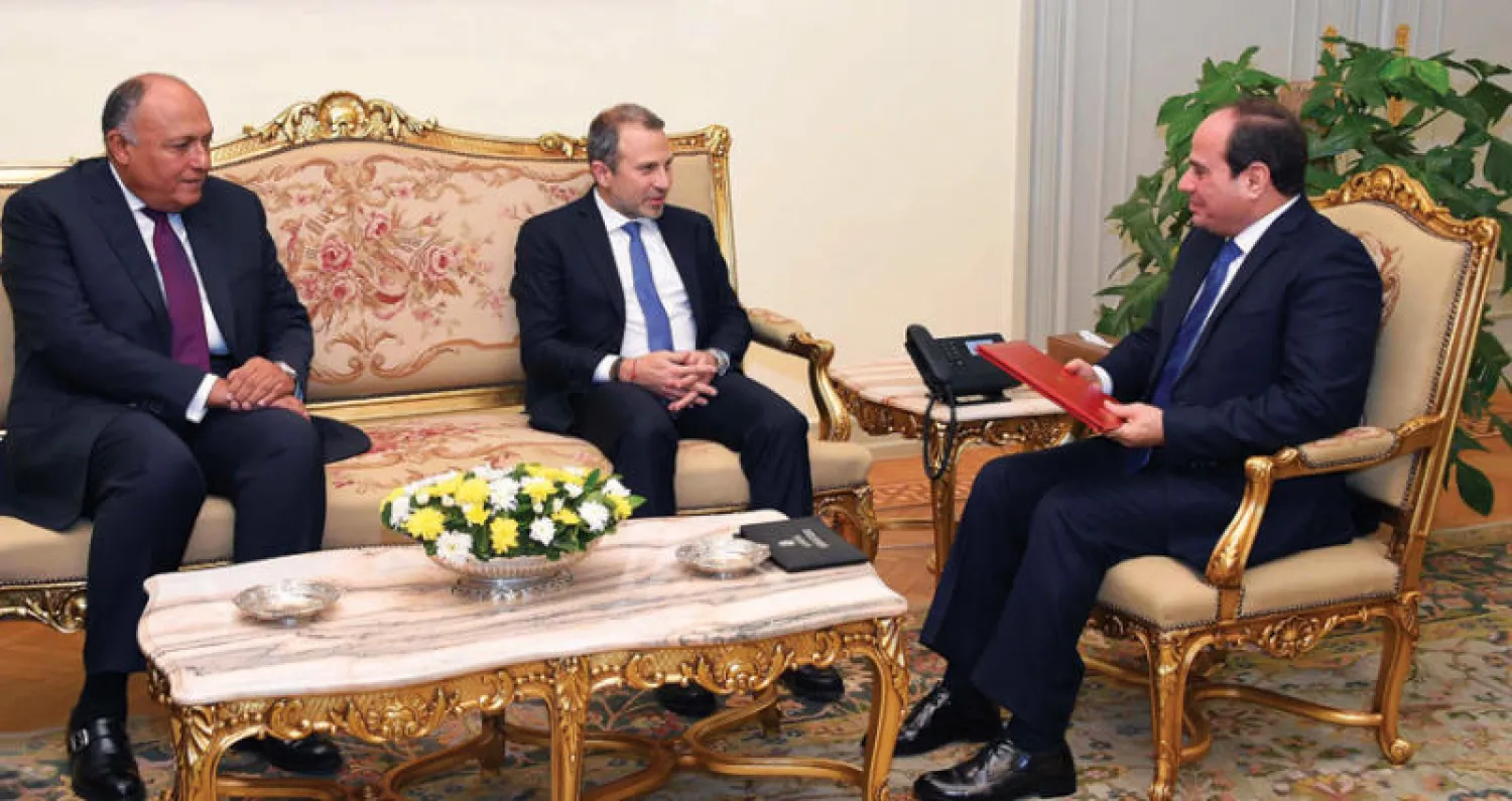 استقبل الرئيس السيسي وزير الخارجية اللبناني في القاهرة أمس (أ.ف.ب)