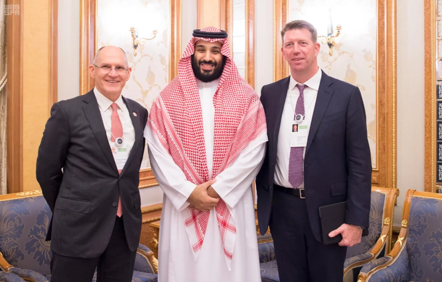 Saudi Crown Prince Mohammed bin Salman meets with Six Flags vice president in Riyadh. (SPA)