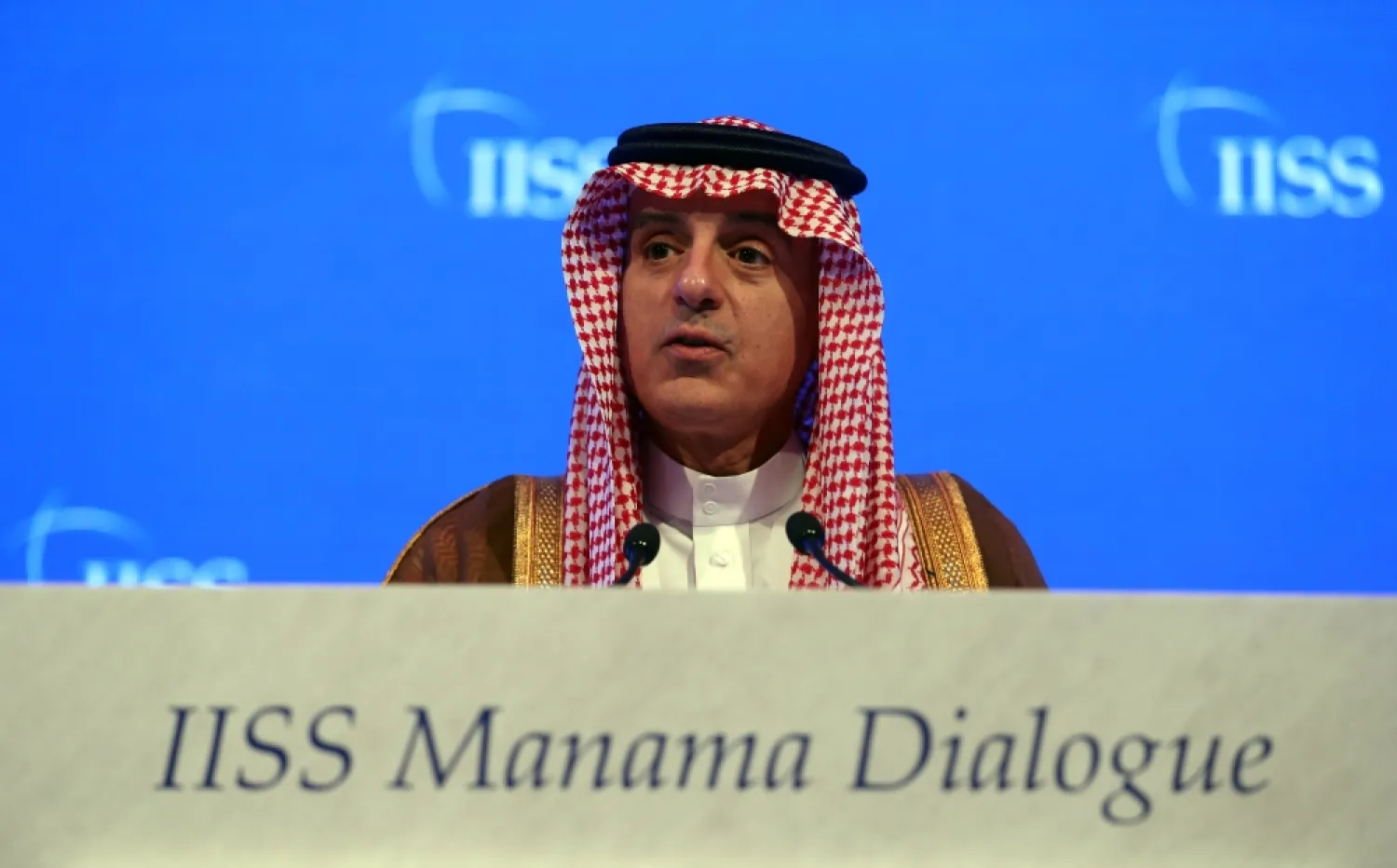 Saudi Arabia's Foreign Minister Adel Al-Jubeir speaks during the second day of the 14th Manama dialogue Security Summit in Manama, Bahrain, Saturday. — Reuters
