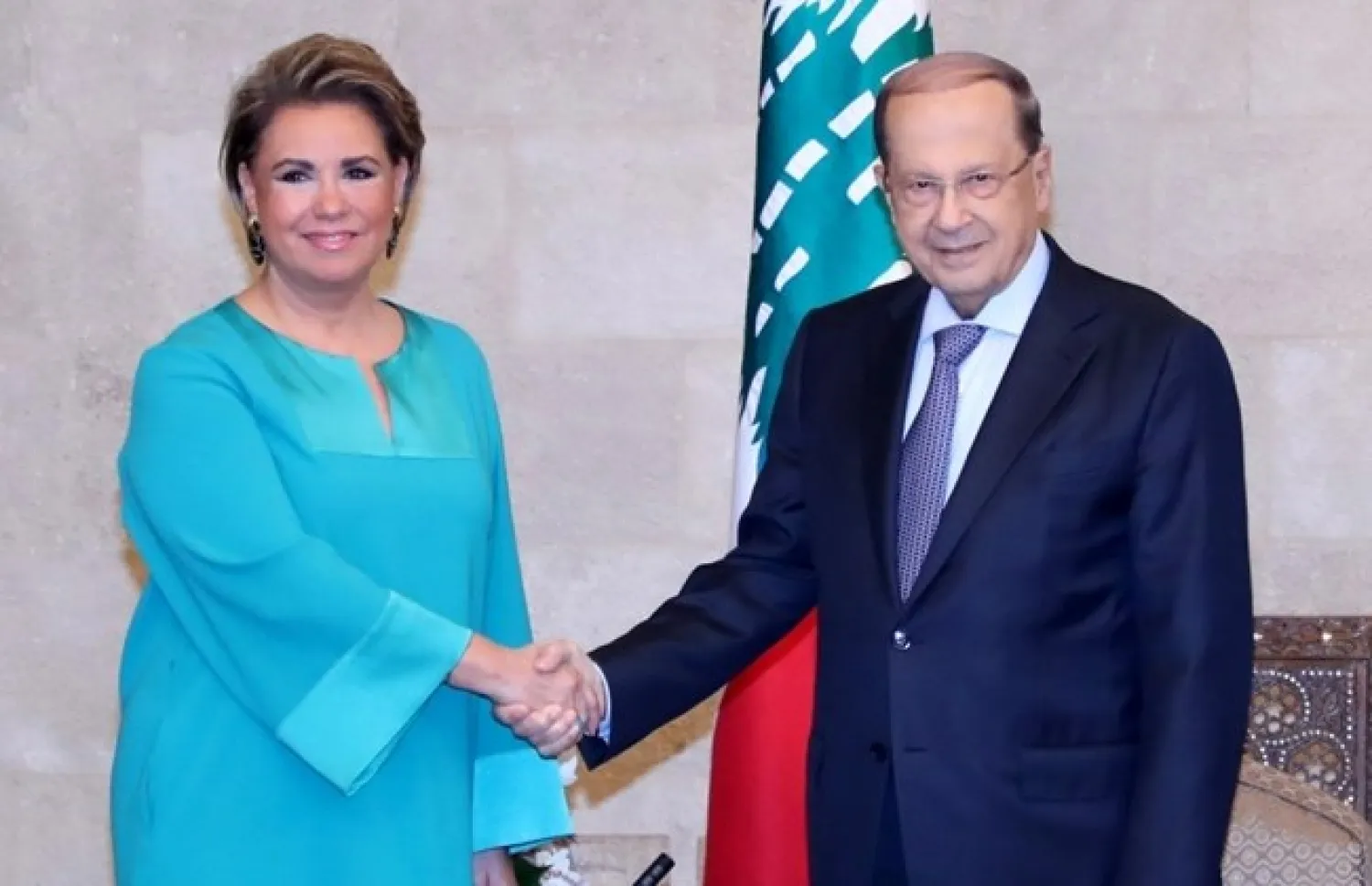 President Michel Aoun meets Grand Duchess of Luxembourg Maria Teresa, Monday, Oct. 29, 2018. (Dalati Nohra)