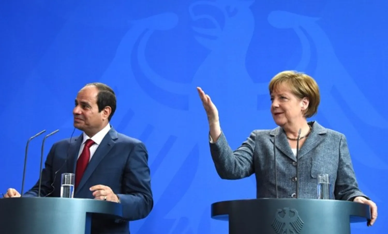 German Chancellor Angela Merkel and Egyptian President Abdel Fattah el-Sisi attend a press conference on June 3, 2015, at the Chancellery in Berlin - AFP