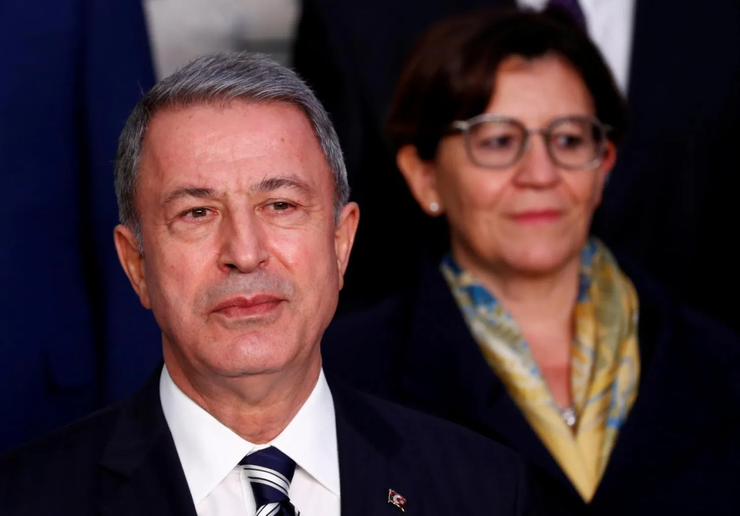  Turkish Defence Minister Hulusi Akar (left), with Italian counterpart Elisabetta Trenta at a NATO defense ministers meeting in Brussels, Belgium, October 3, 2018. REUTERS/Francois Lenoir/File Photo