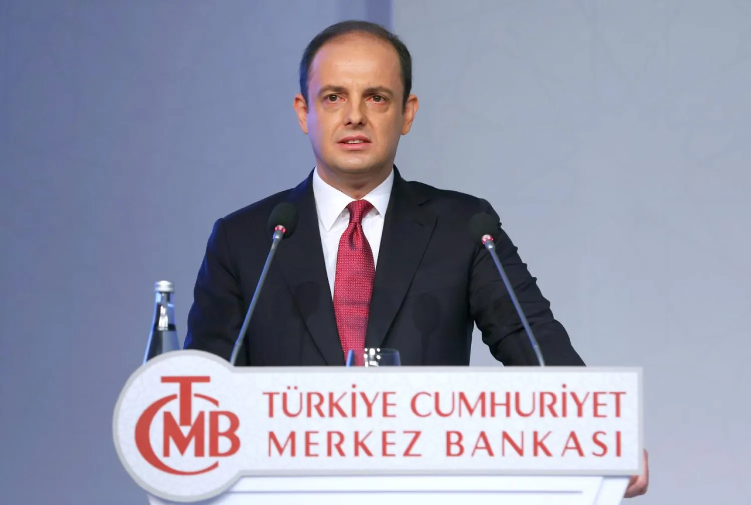 Turkey's Central Bank Governor Murat Cetinkaya speaks during a news conference in Istanbul, Turkey October 31, 2018. (Reuters)