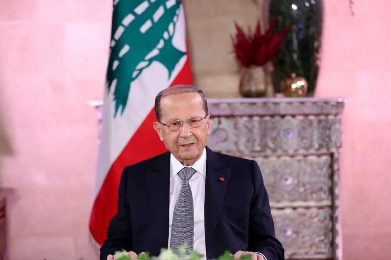 President Michel Aoun speaking to journalists on Wednesday night/NNA