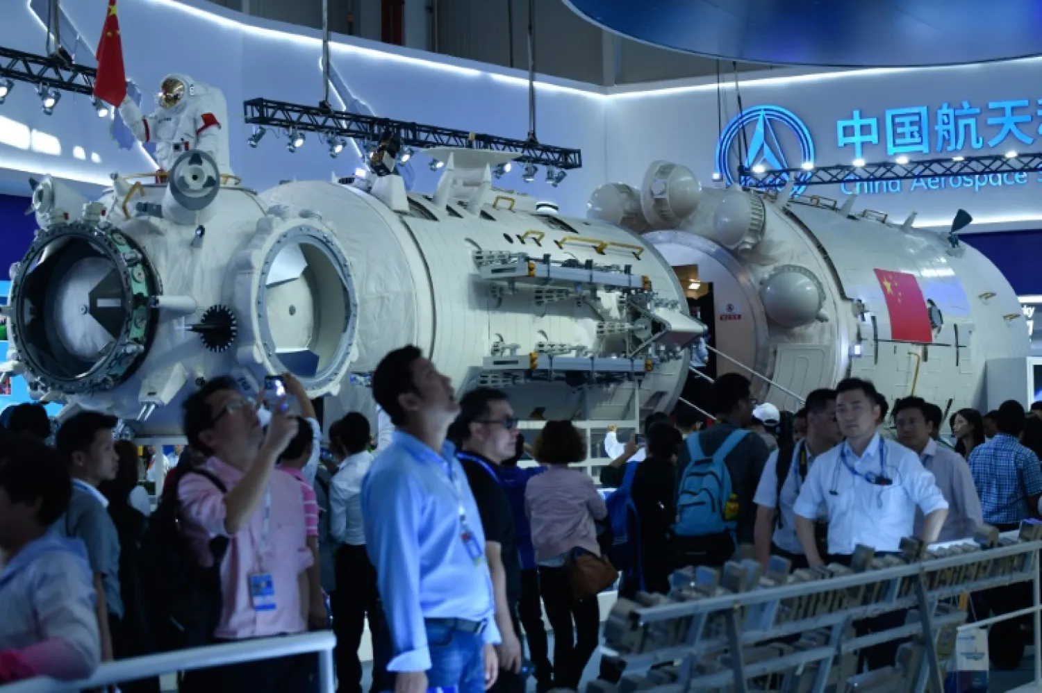 China unveiled a partial model of its manned space station at an aerospace fair in Zhuhai | AFP