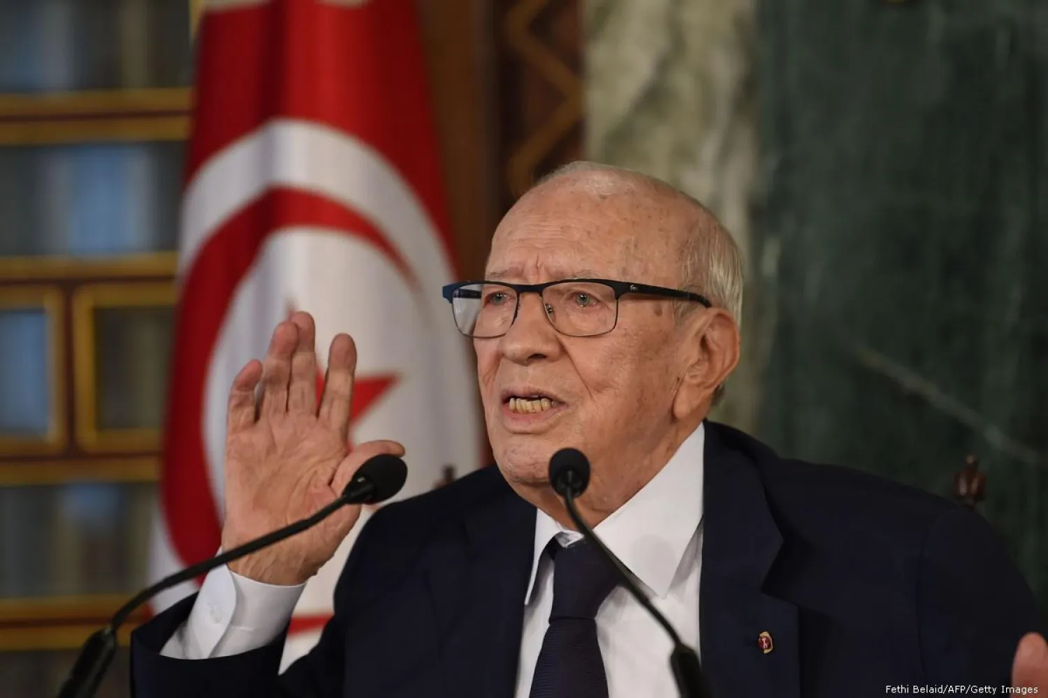 Tunisian President Beji Caid Essebsi gives a press conference in Tunis, Tunisia on November 8, 2018 [Fethi Belaid/AFP/Getty Images]