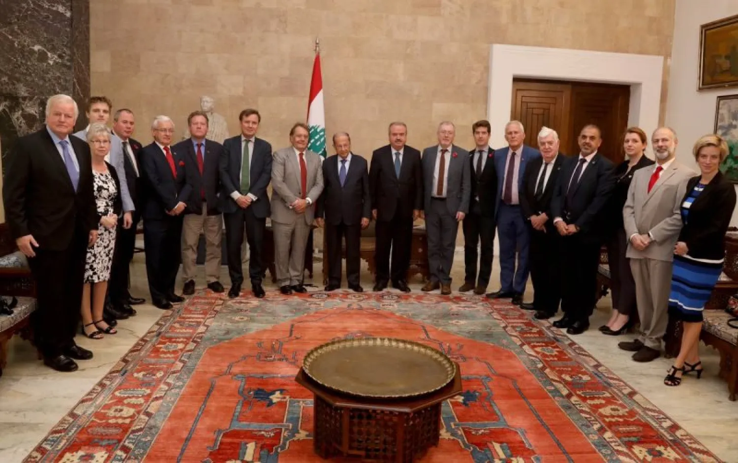 President Michel Aoun meets with with the Chairman of the British Parliamentary Committee for Friendship with Lebanon, MP John Hayes, accompanied by a delegation from the House of Commons and British Lords (NNA).