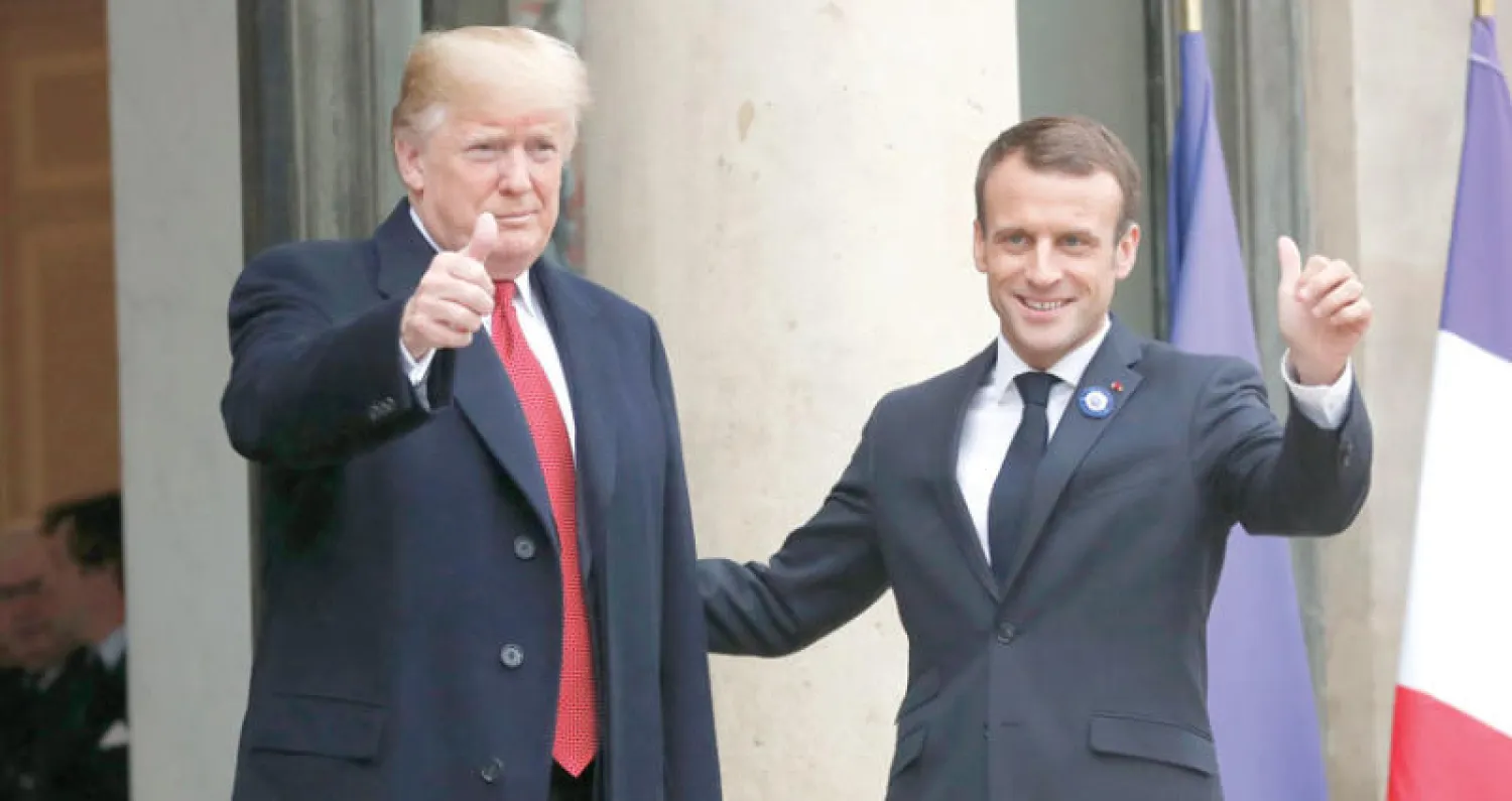 ماكرون وترمب سعيا أمس إلى «ترطيب الأجواء» (أ.ب)