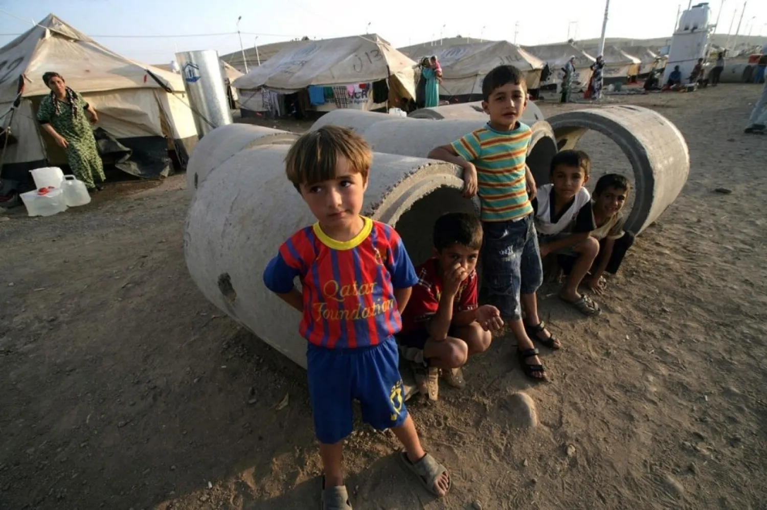 Syrian-Kurdish refugee children in a camp near Erbil, Iraqi Kurdistan. (AFP)