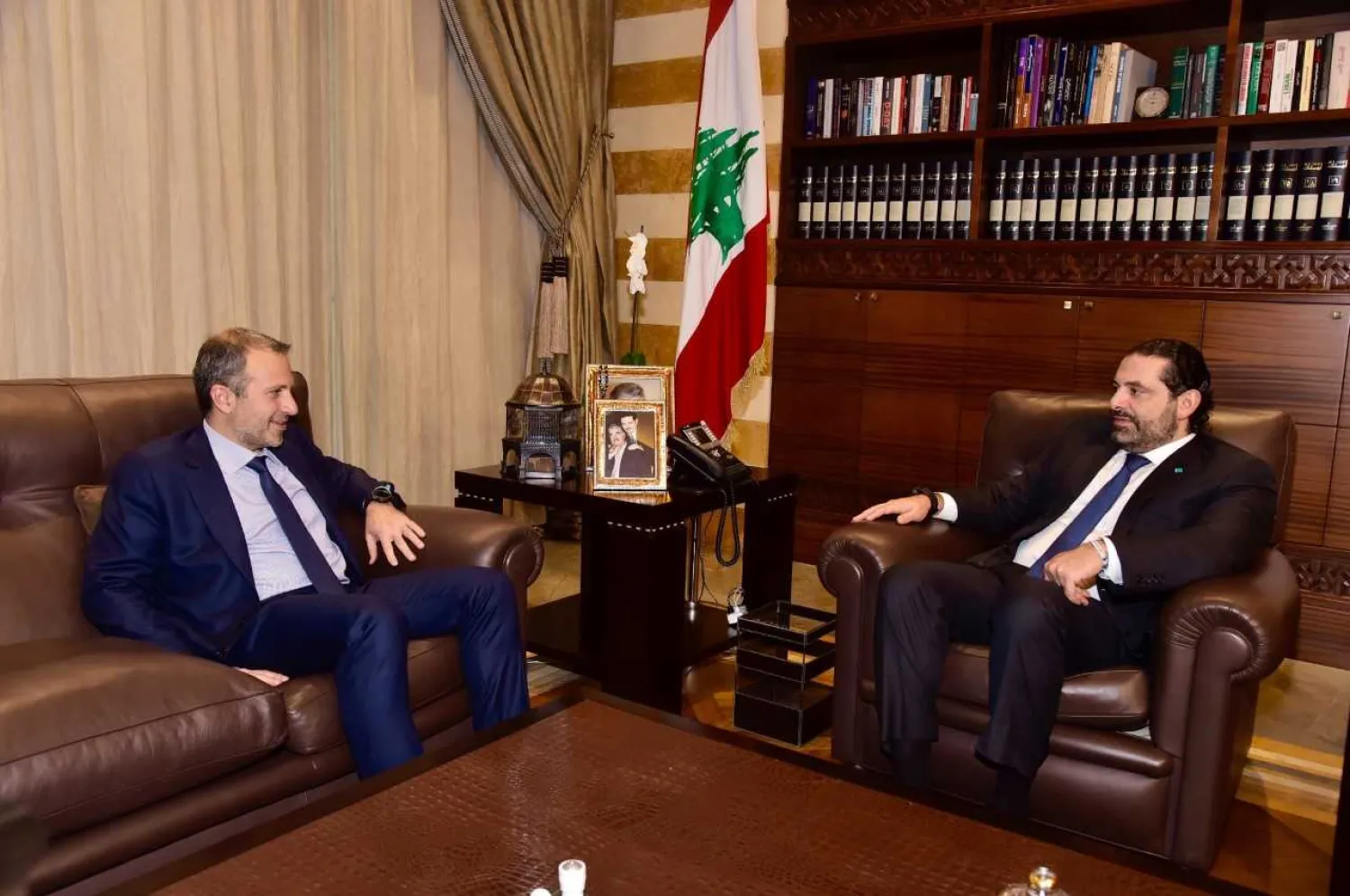 Hariri welcomed on Monday afternoon Caretaker Foreign Minister Gebran Bassil at the Center House. NNA