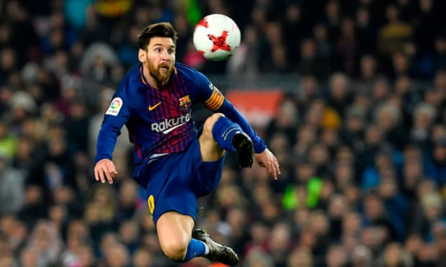  Lionel Messi has contributed nearly three goals per two games in La Liga since 2009-10 and added another couple against Real Betis on Sunday. Photograph: Lluis Gene/AFP/Getty Images
