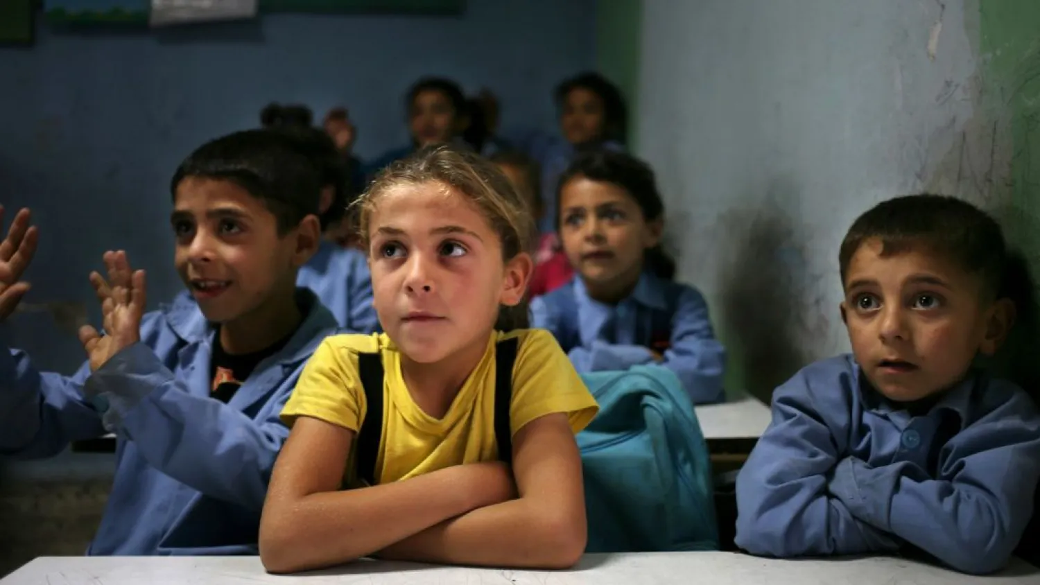 Syrian refugee students sit in their classroom at a Lebanese public school. (AP)