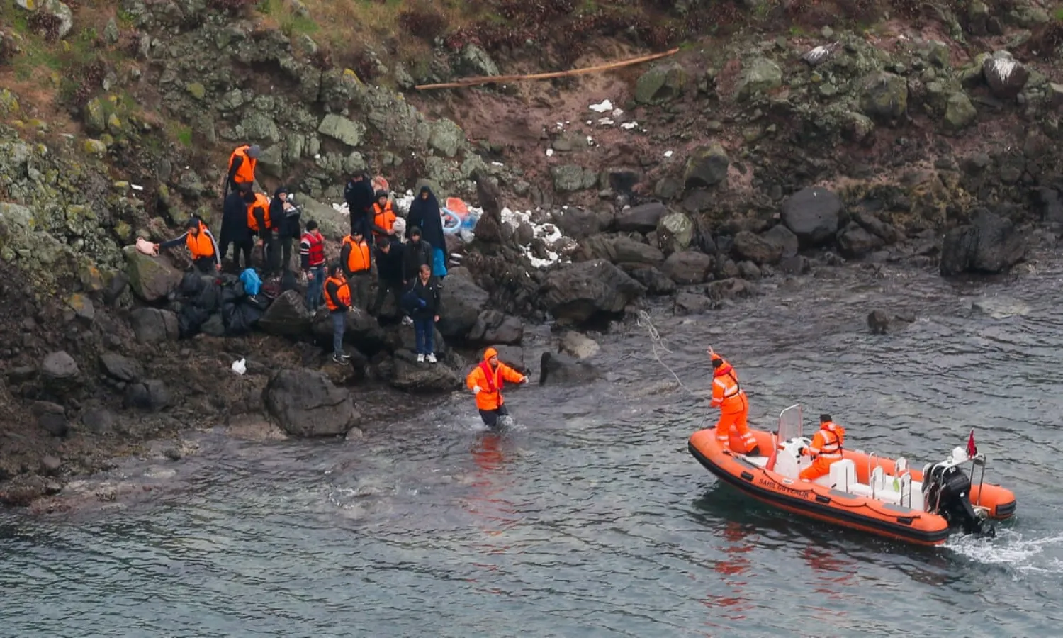  The coastguard rescued people stranded on the island in Balıkesir province. Photograph: Anadolu Agency/Getty Images