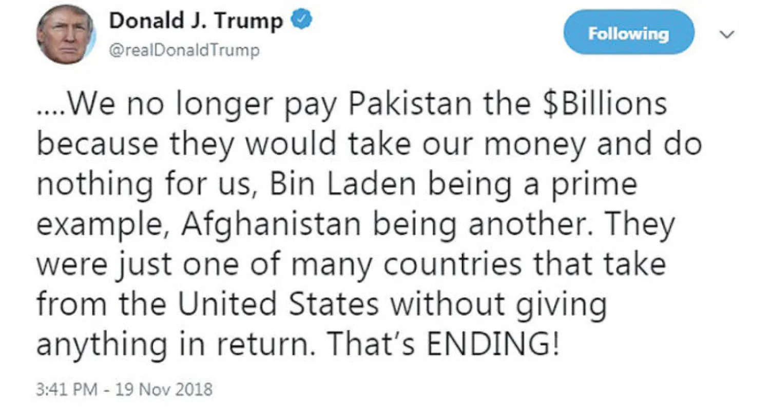 تراشق بين ترمب وعمران خان حول دور باكستان في مكافحة الإرهاب