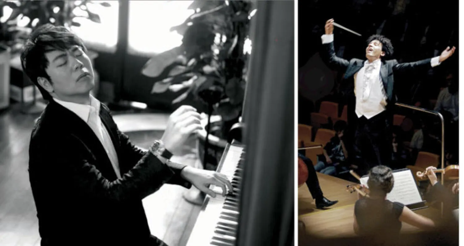 قائد الأوركسترا رافائيل باياري  -  عازف البيانو الصيني لانغ لانغ