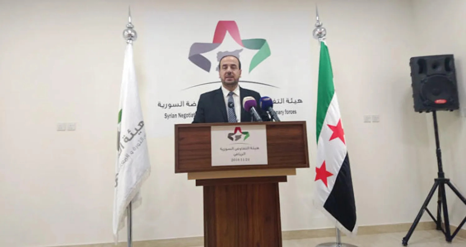 نصر الحريري خلال مؤتمر صحافي أمس ({الشرق الأوسط})