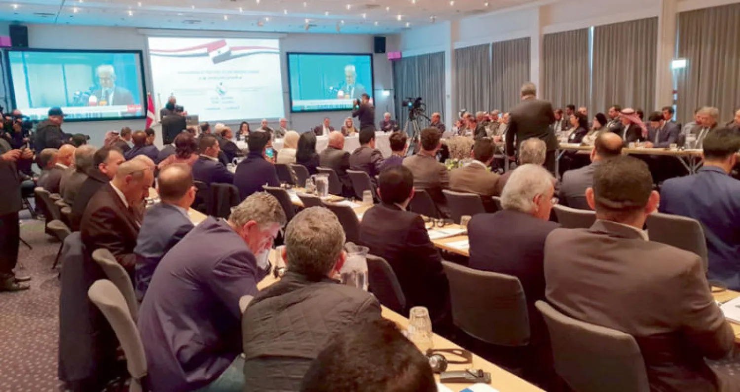 جانب من مؤتمر «مع الأحواز في التصدي للإرهاب الإيراني» في كوبنهاغن أمس (الشرق الأوسط)