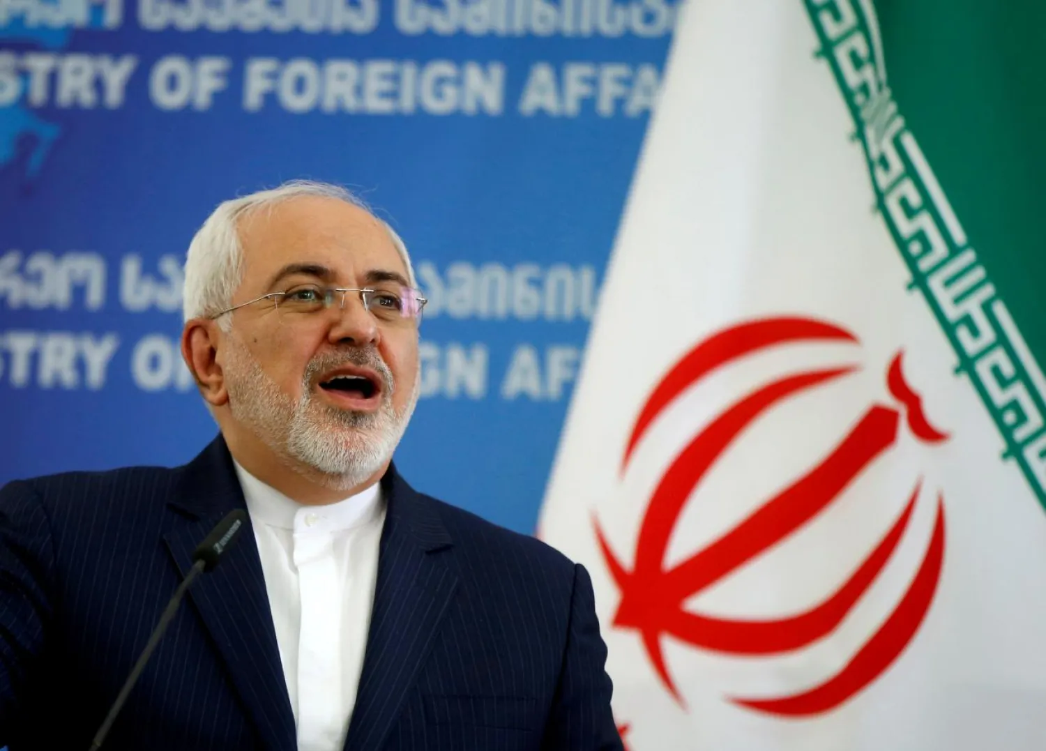 FILE PHOTO: Iranian Foreign Minister Mohammad Javad Zarif speaks to the media in Tbilisi, Georgia, April 18, 2017. REUTERS/David Mdzinarishvili/File Photo