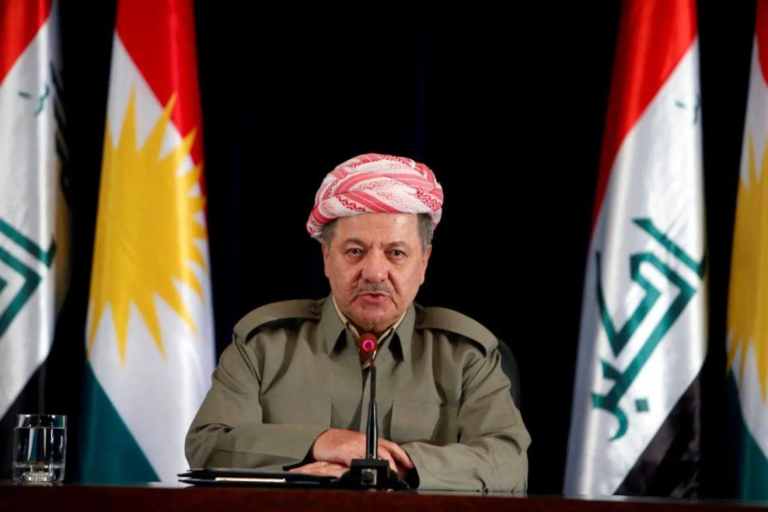 caption: Head of the Kurdistan Democratic Party Masoud Barzani speaks during a news conference in Erbil, Iraq on September 24, 2017. REUTERS/Azad Lashkari/File Photo