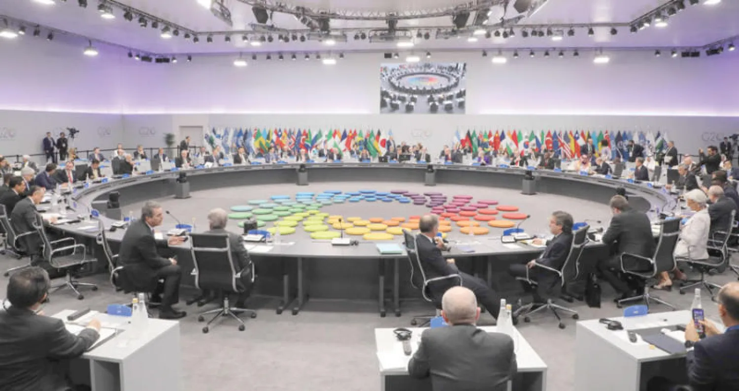 الجلسة الافتتاحة لقمة مجموعة العشرين في بوينس آيرس أمس (أ.ف.ب)