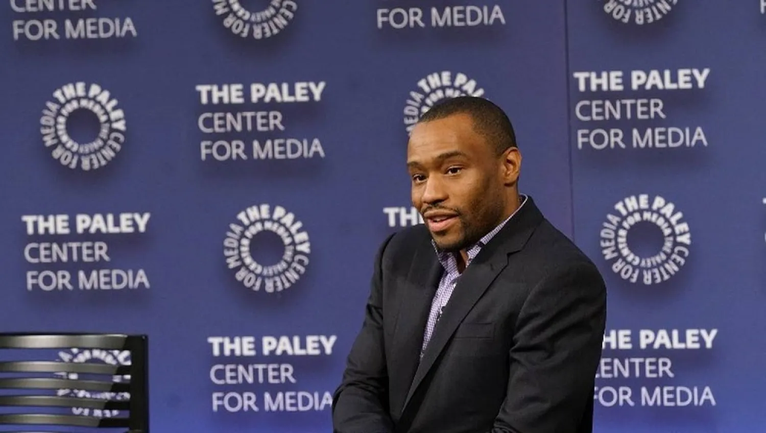 Marc Lamont Hill during an event marking the UN's International Day of Solidarity with the Palestinian People. (AFP)