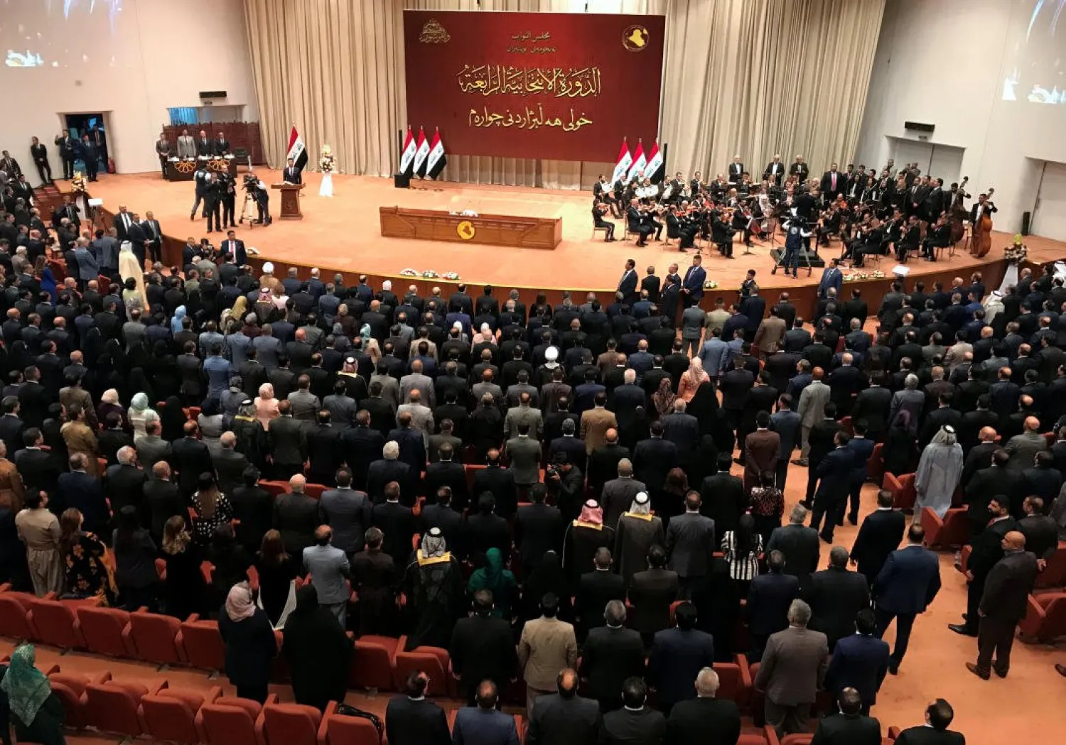 Iraqi lawmakers are seen during the first session of the new Iraqi parliament in Baghdad, Iraq September 3, 2018. (Reuters)