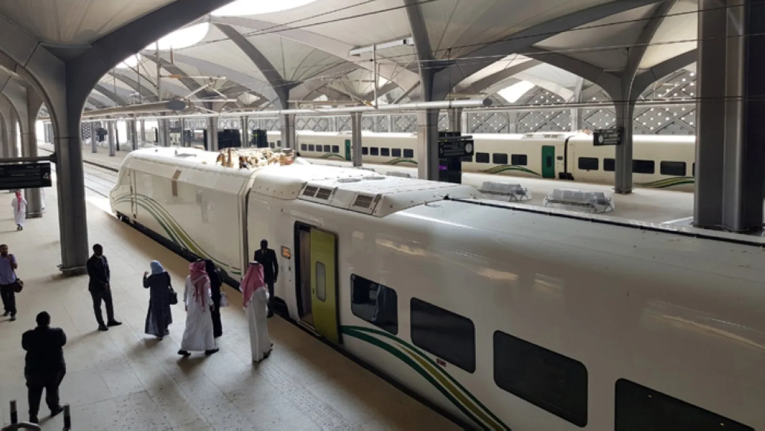  People board at the new KAEC station of the Haramain speed train at King Abdullah Economic City, near Jeddah, Saudi Arabia. Photo - Reuters

 

 