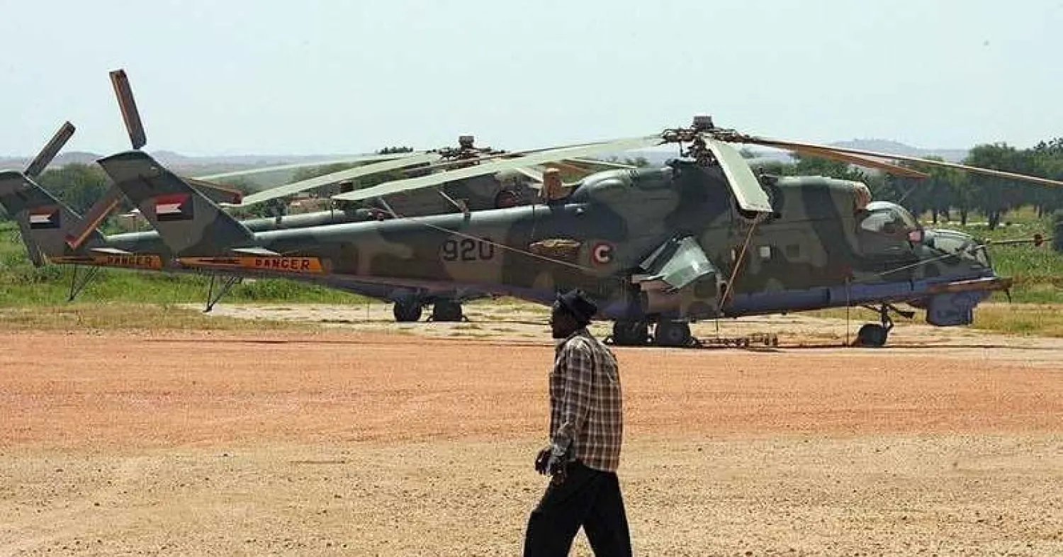 صورة أرشيفية لمروحيتين عسكريتين سودانيتين (غيتي)