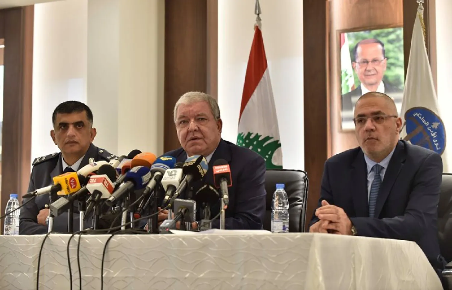Lebanese Interior Minister Nouhad al-Mashnouq speaks at a press conference. (NNA)