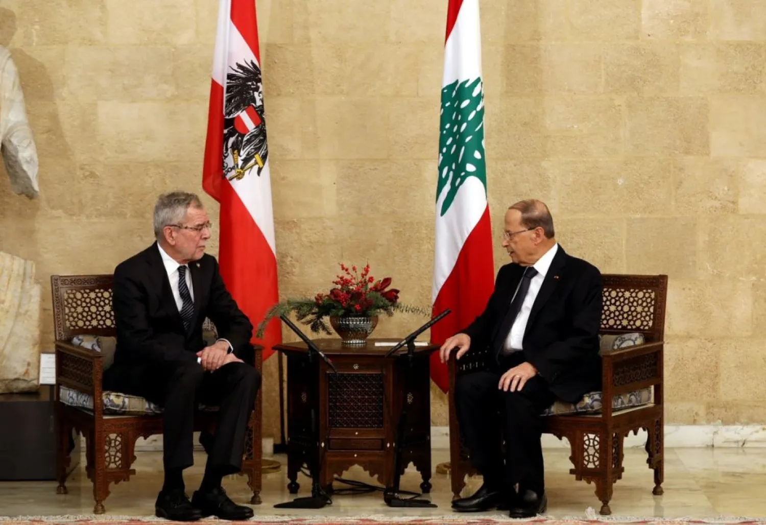 Lebanese President Michel Aoun meets with his Austrian counterpart. National News Agency