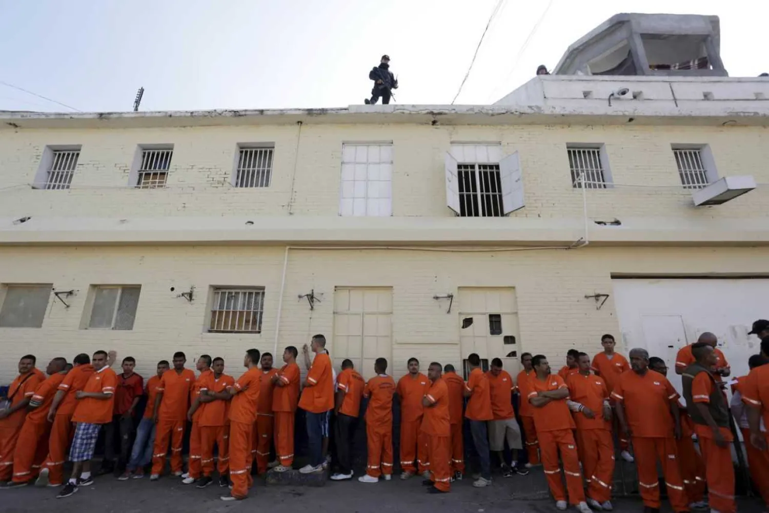 Inmates stand outside of the Topo Chico prison in Monterrey,
Mexico. Daniel Becerril/Reuters